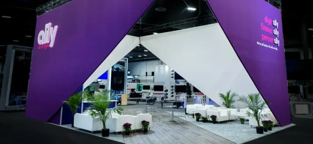 Ally custom exhibit stand design by Lindsay Exhibit Group