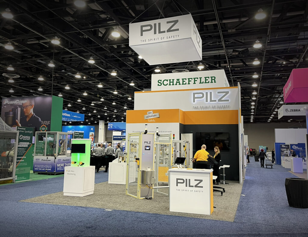 image of custom 20x30' trade show booth for B2B client Pilz
